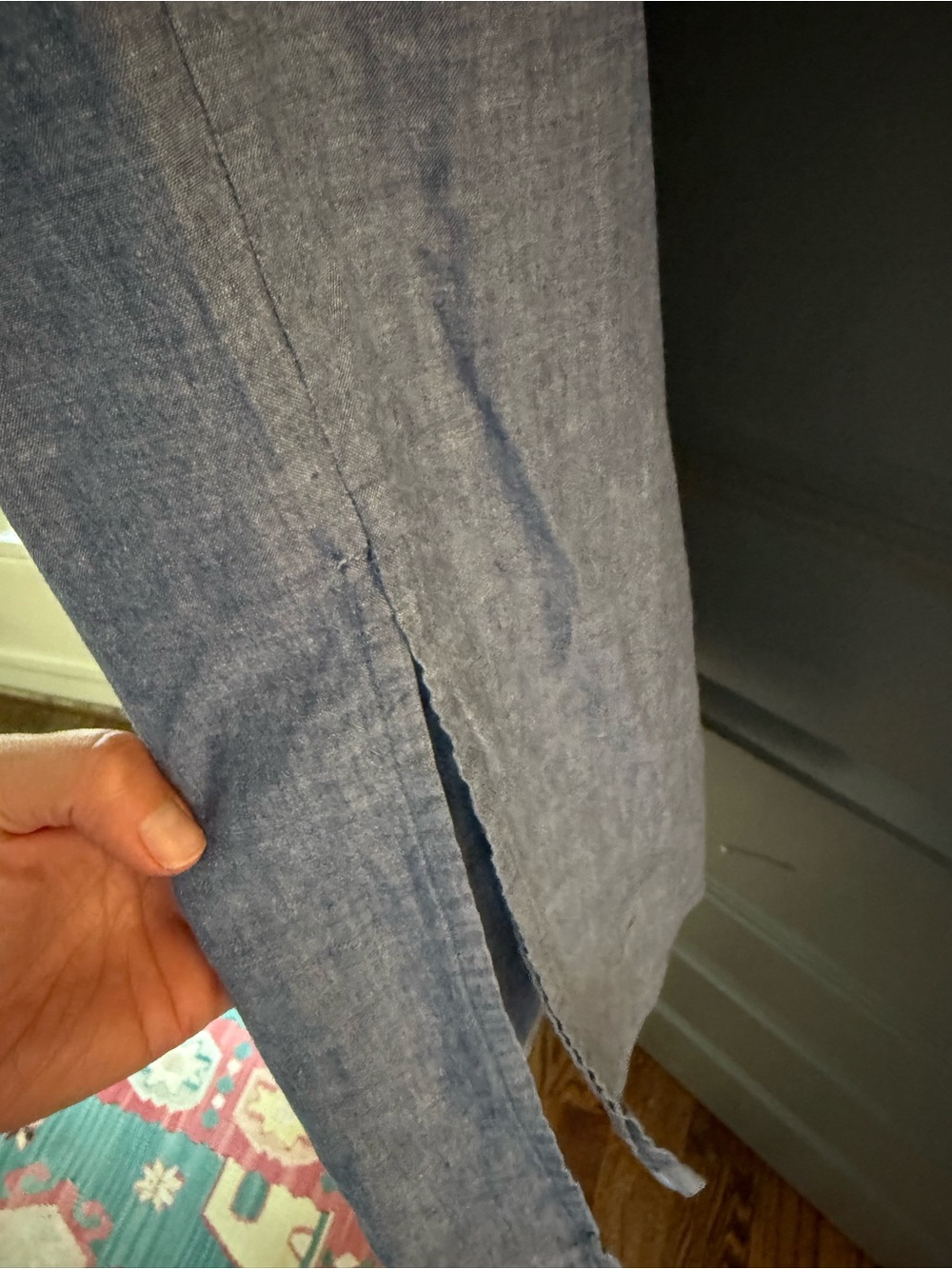 Mi Golondrina Chambray Blue Embroidered Midi Dress - Picture 4 of 5